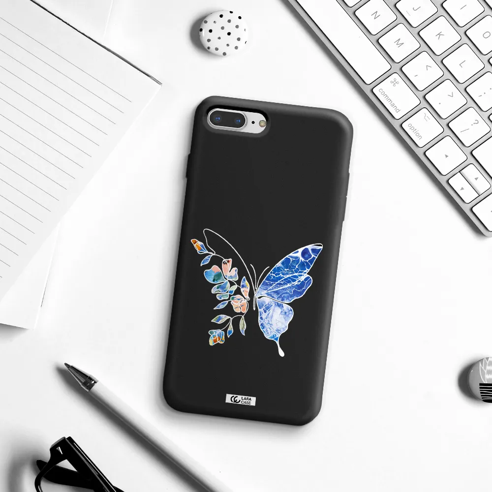 Line Butterfly Apple iPhone 8 plus Silicone black Case