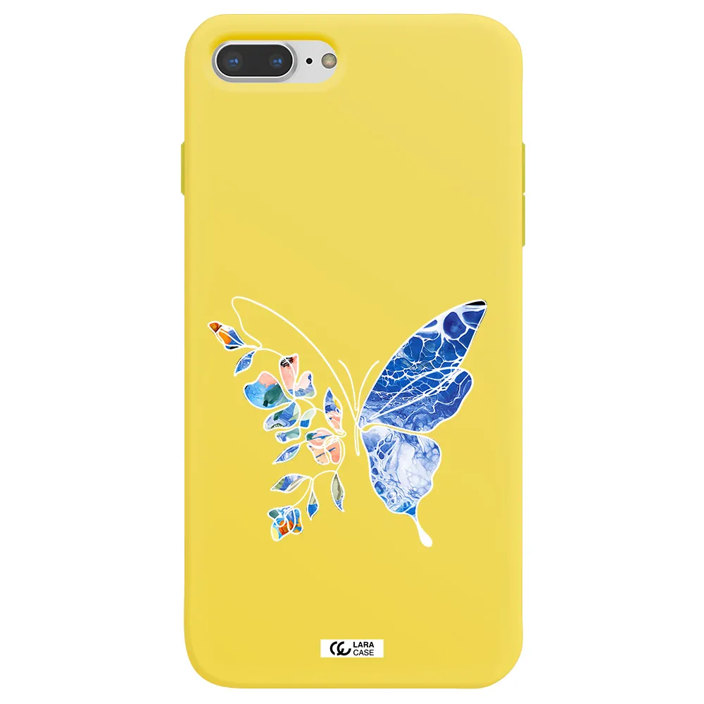 Line Butterfly Apple iPhone 8 plus Silicone canary yellow Case