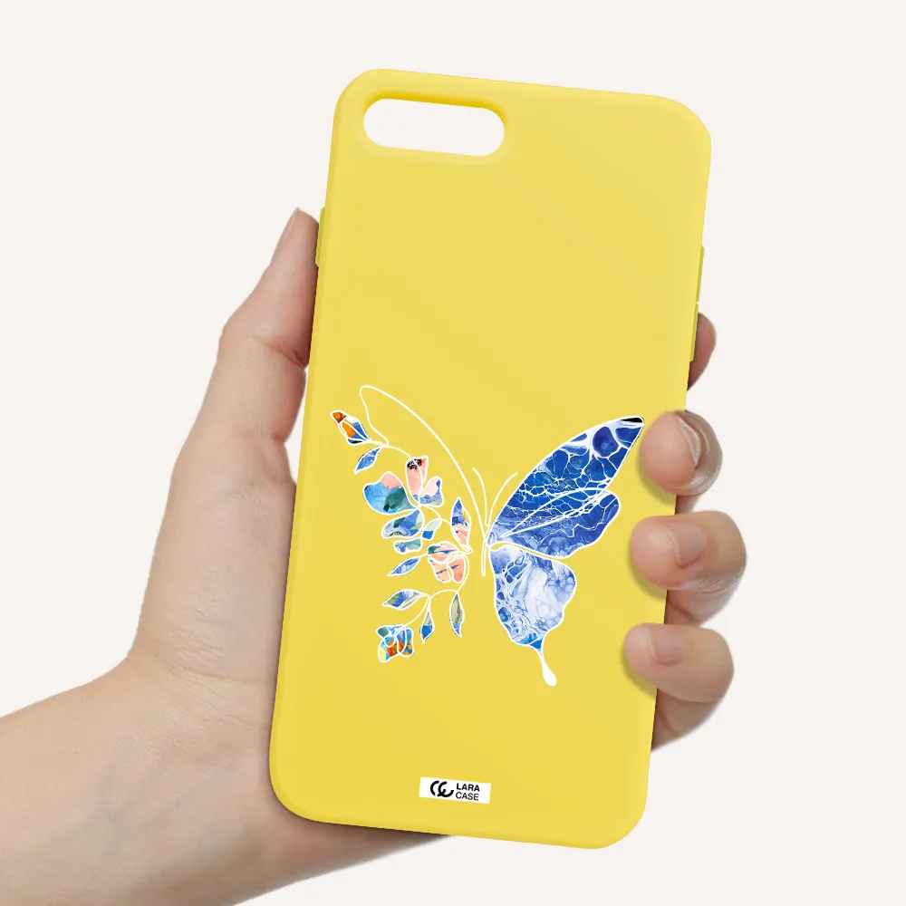 Line Butterfly Apple iPhone 8 plus Silicone canary yellow Case