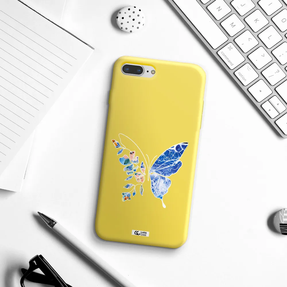 Line Butterfly Apple iPhone 8 plus Silicone canary yellow Case