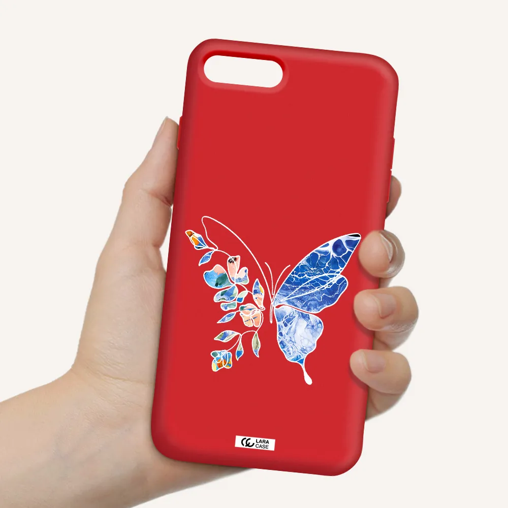 Line Butterfly Apple iPhone 8 plus Silicone Imperial Red Case