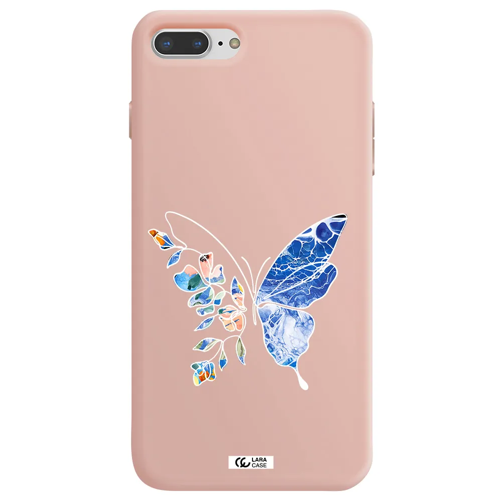 Line Butterfly Apple iPhone 8 plus Silicone pastel pink Case