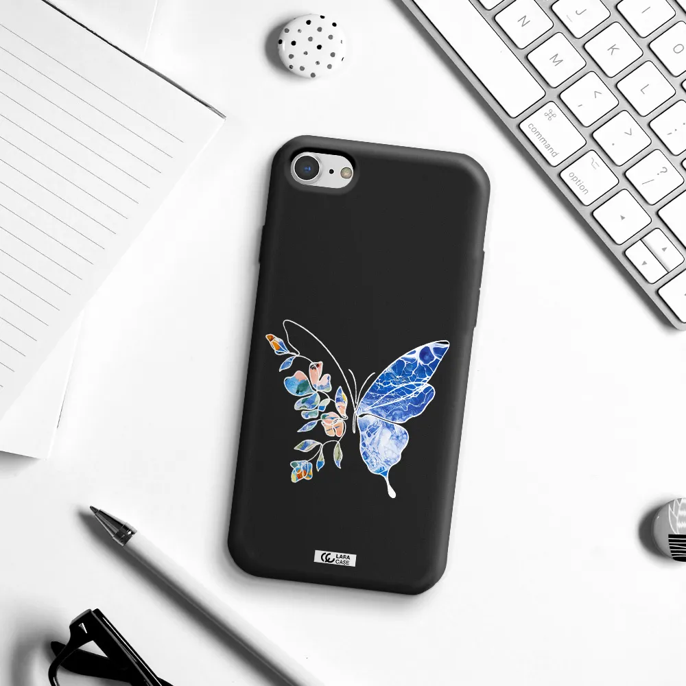 Line Butterfly Apple iPhone 8 Silicone black Case