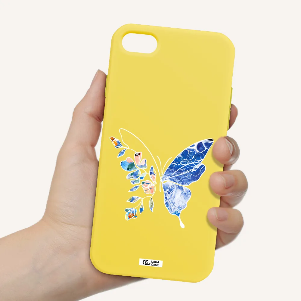 Line Butterfly Apple iPhone 8 Silicone canary yellow Case