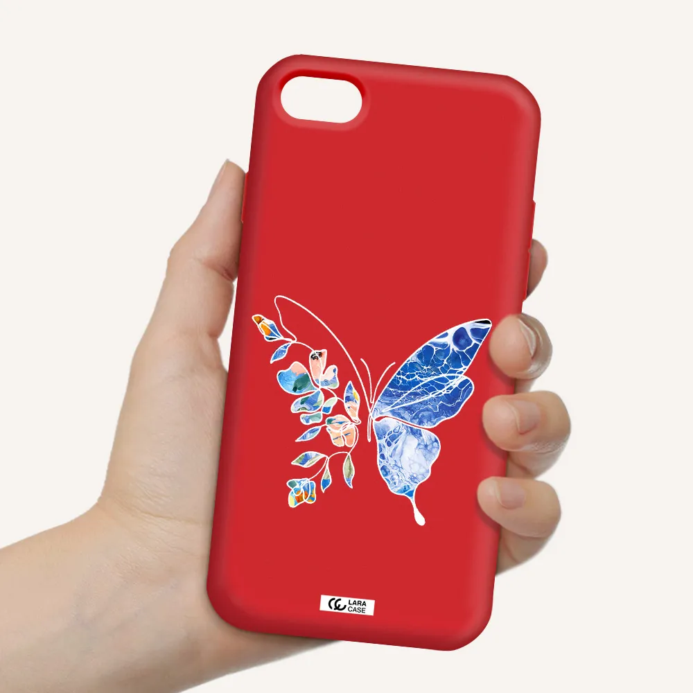 Line Butterfly Apple iPhone 8 Silicone Imperial Red Case