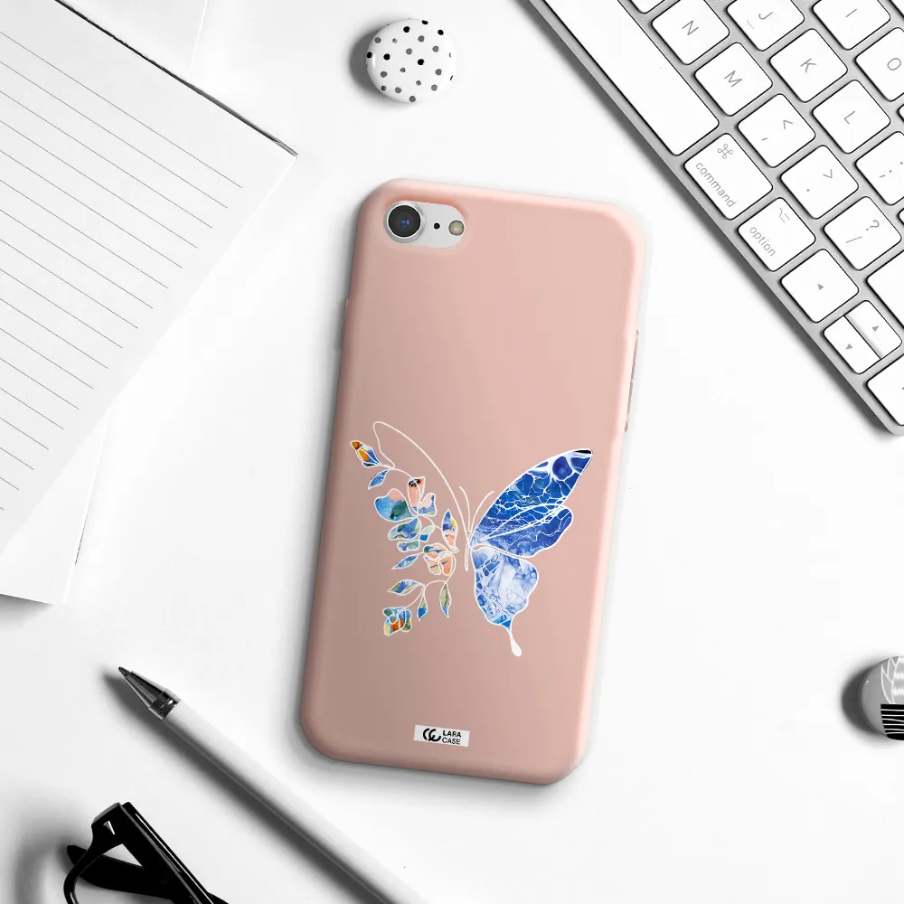 Line Butterfly Apple iPhone 8 Silicone pastel pink Case