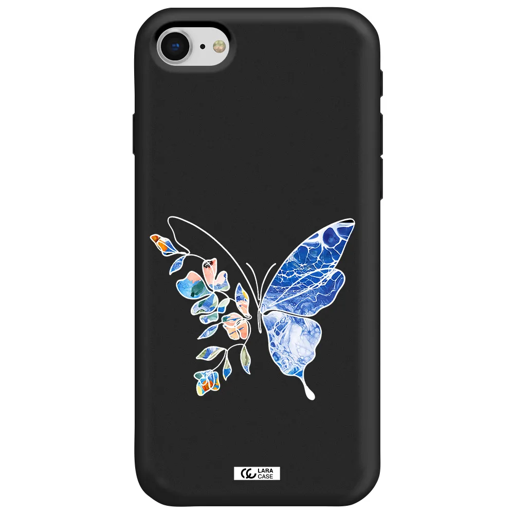 Line Butterfly Apple iPhone se 2020 Silicone black Case
