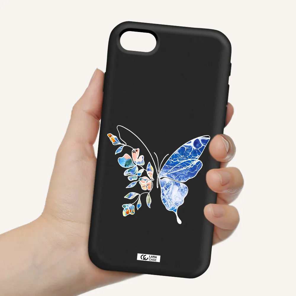 Line Butterfly Apple iPhone se 2020 Silicone black Case
