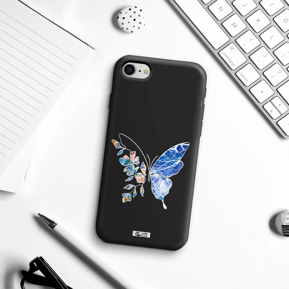 Line Butterfly Apple iPhone se 2020 Silicone black Case