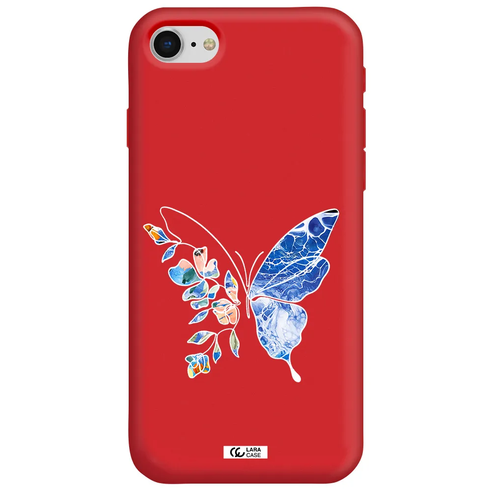 Line Butterfly Apple iPhone se 2020 Silicone Imperial Red Case