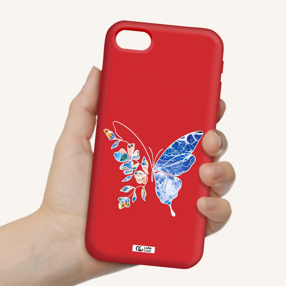 Line Butterfly Apple iPhone se 2020 Silicone Imperial Red Case
