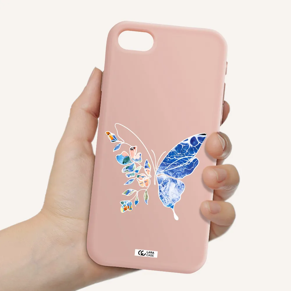 Line Butterfly Apple iPhone se 2020 Silicone pastel pink Case