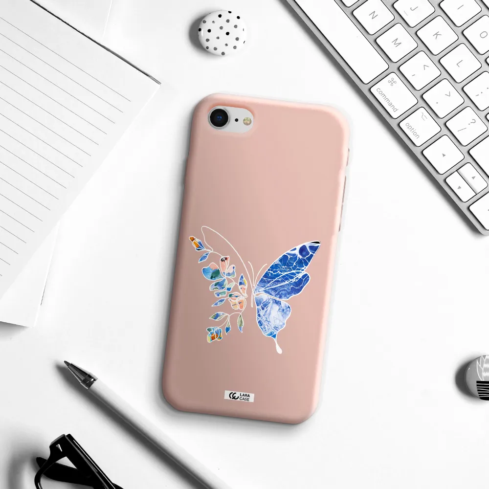 Line Butterfly Apple iPhone se 2020 Silicone pastel pink Case