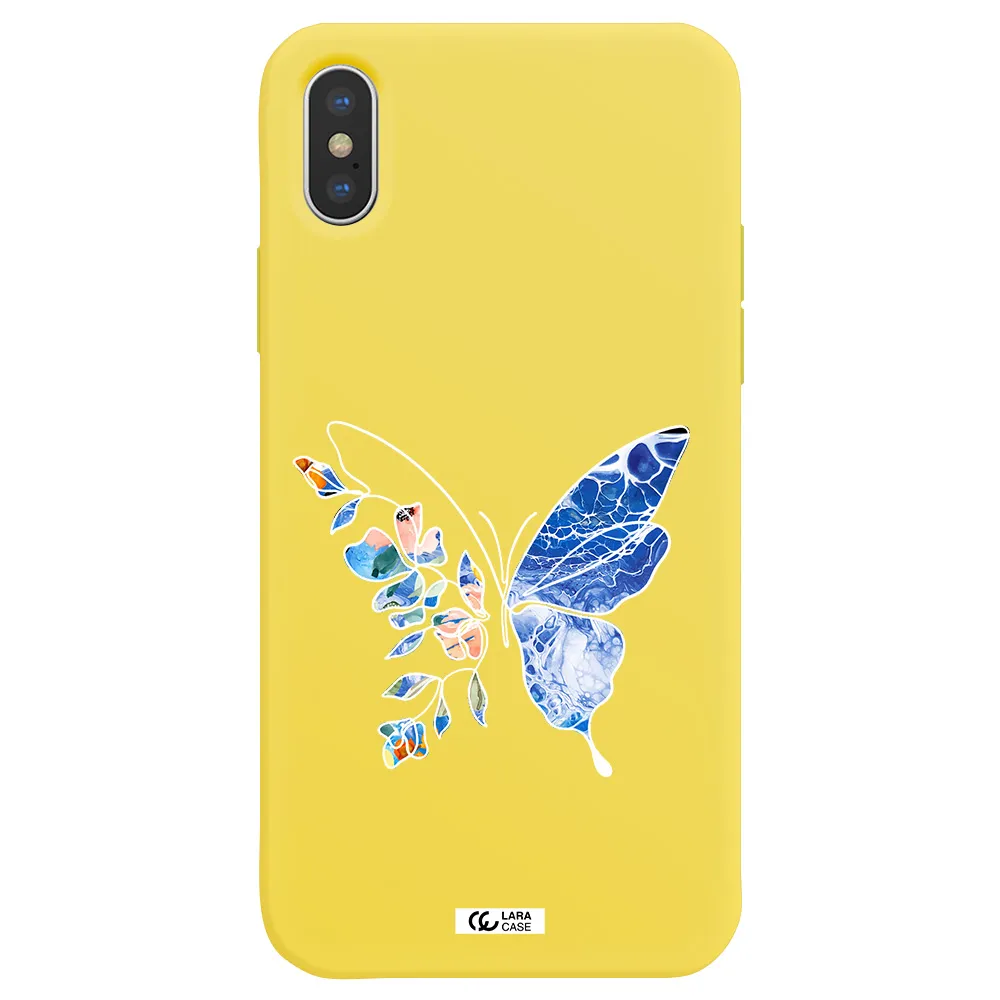 Line Butterfly Apple iPhone X Silicone canary yellow Case