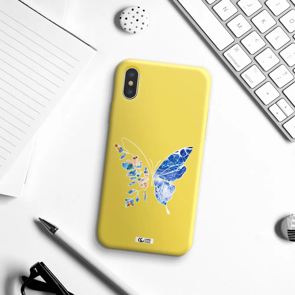 Line Butterfly Apple iPhone X Silicone canary yellow Case