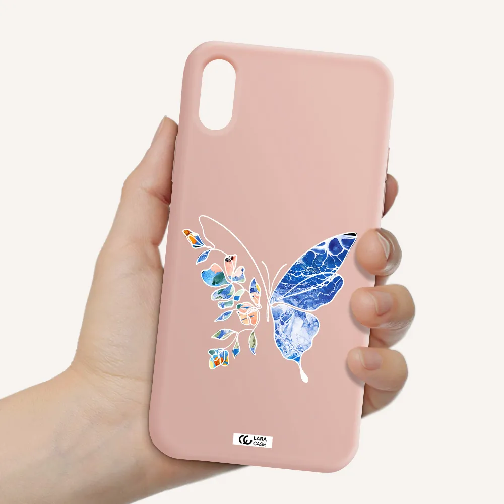 Line Butterfly Apple iPhone X Silicone pastel pink Case