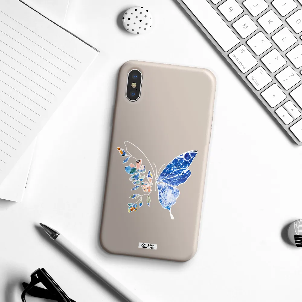Line Butterfly Apple iPhone X Silicone Stone Case