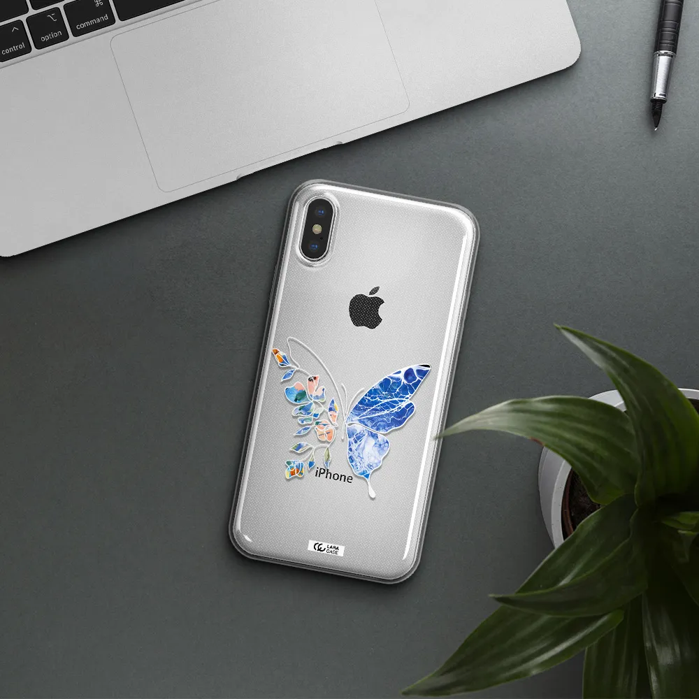 Line Butterfly Apple iPhone XS Clear TPU Case