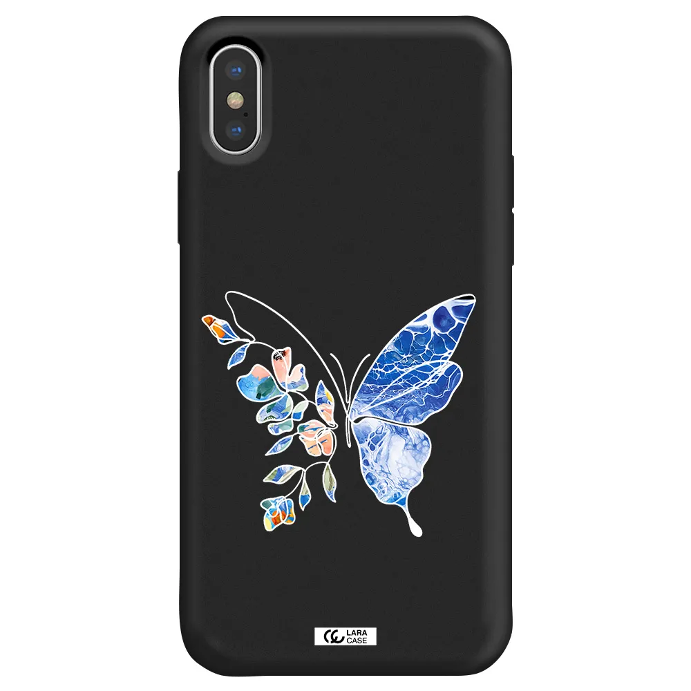 Line Butterfly Apple iPhone XS Silicone black Case