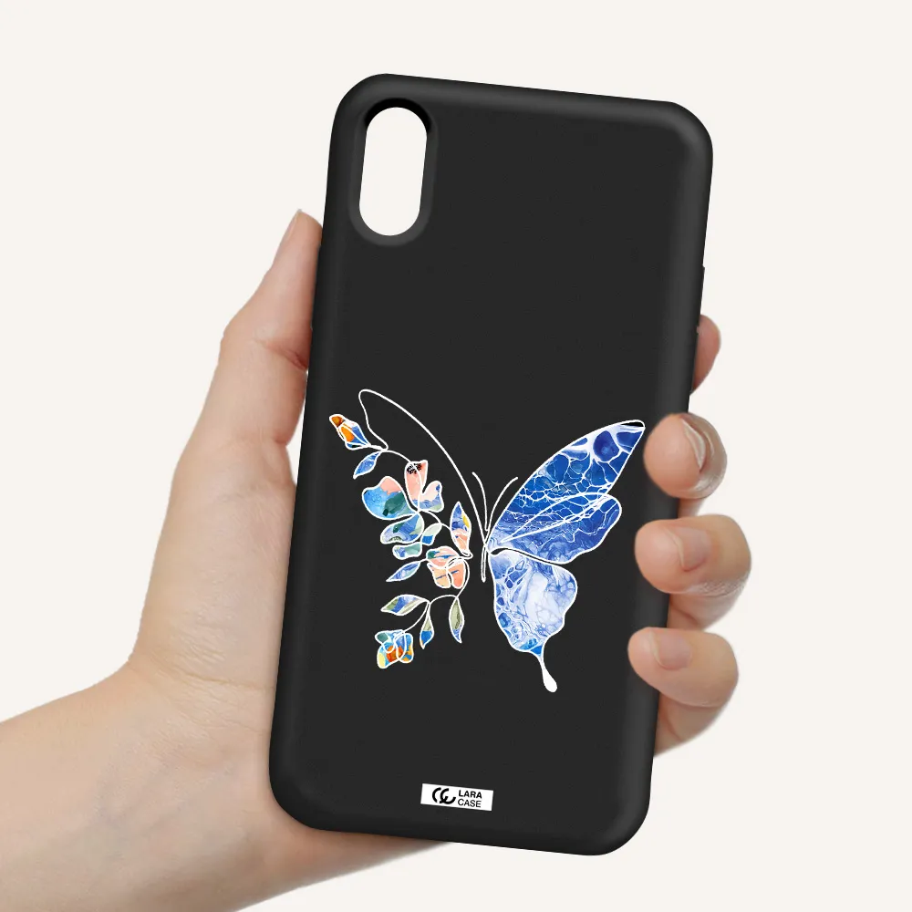 Line Butterfly Apple iPhone XS Silicone black Case