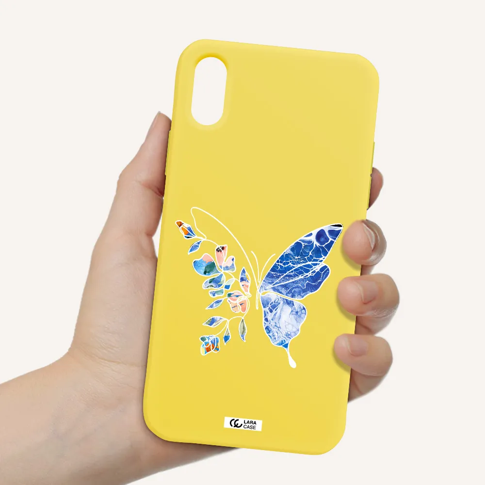 Line Butterfly Apple iPhone XS Silicone canary yellow Case