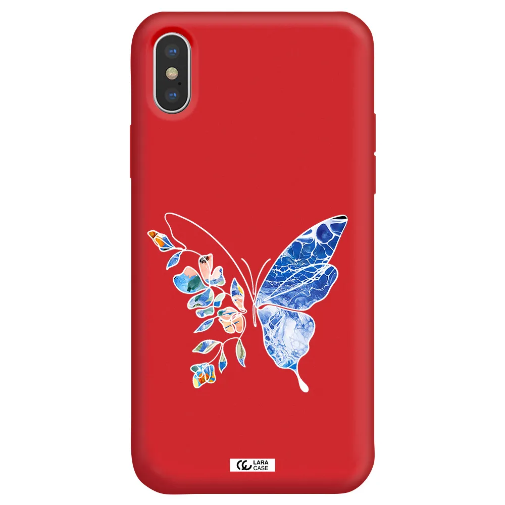 Line Butterfly Apple iPhone XS Silicone Imperial Red Case