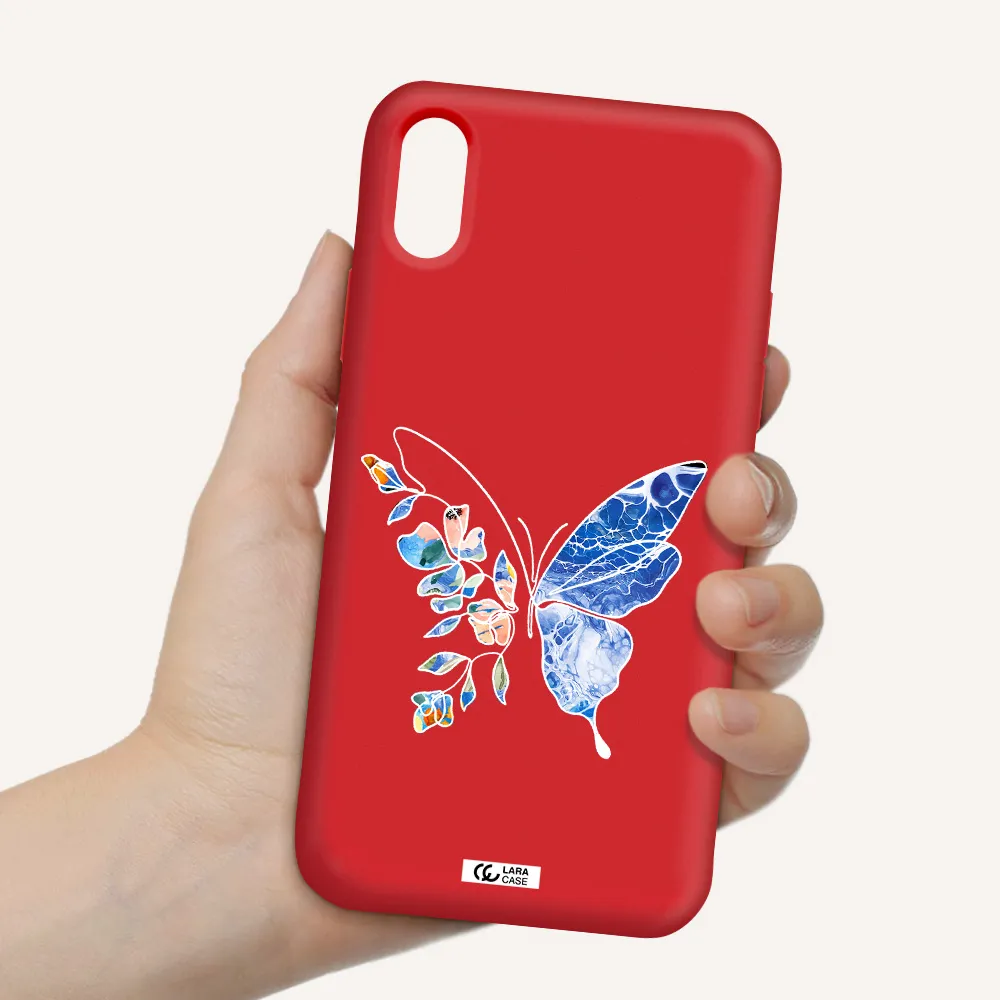 Line Butterfly Apple iPhone XS Silicone Imperial Red Case