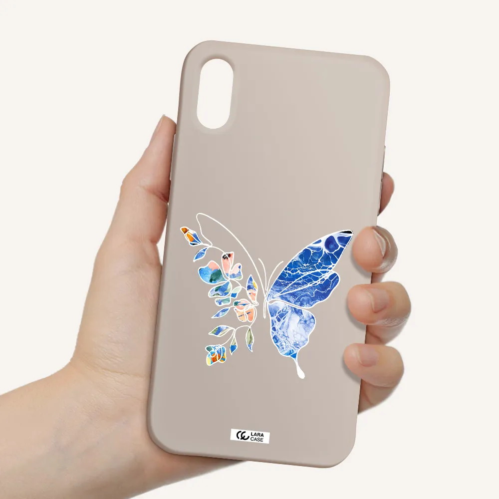 Line Butterfly Apple iPhone XS Silicone Stone Case
