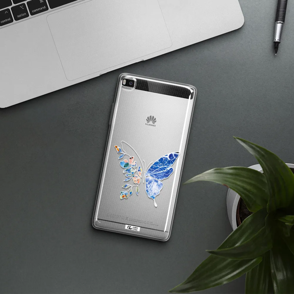 Line Butterfly Huawei P8 Clear TPU Case