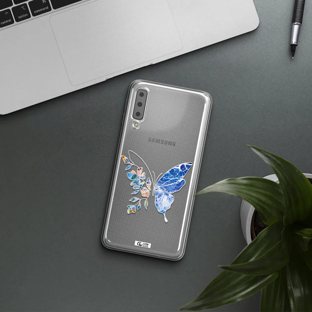 Line Butterfly Samsung A7 2018 Clear TPU Case