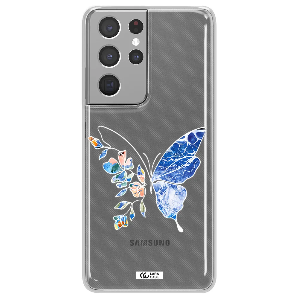 Line Butterfly Samsung S21 Ultra Clear TPU Case