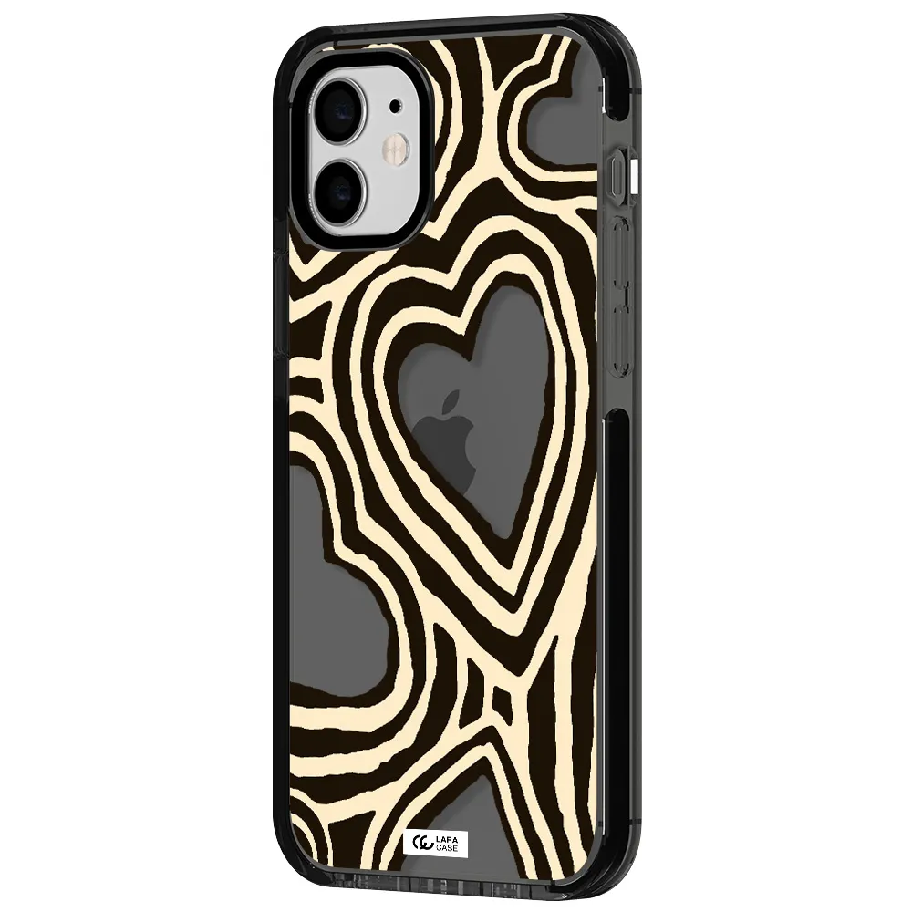 Cute Hearts Apple iPhone 11 impact Smoke Black Case