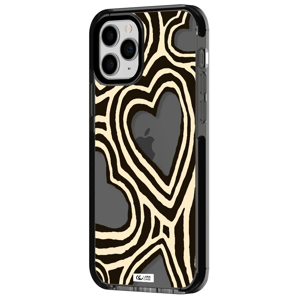 Cute Hearts Apple iPhone 11 pro max impact Smoke Black Case