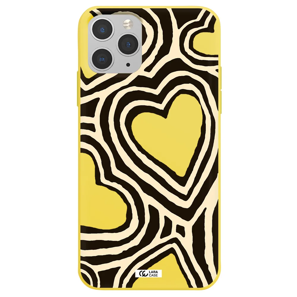 Cute Hearts Apple iPhone 11 pro max Silicone canary yellow Case