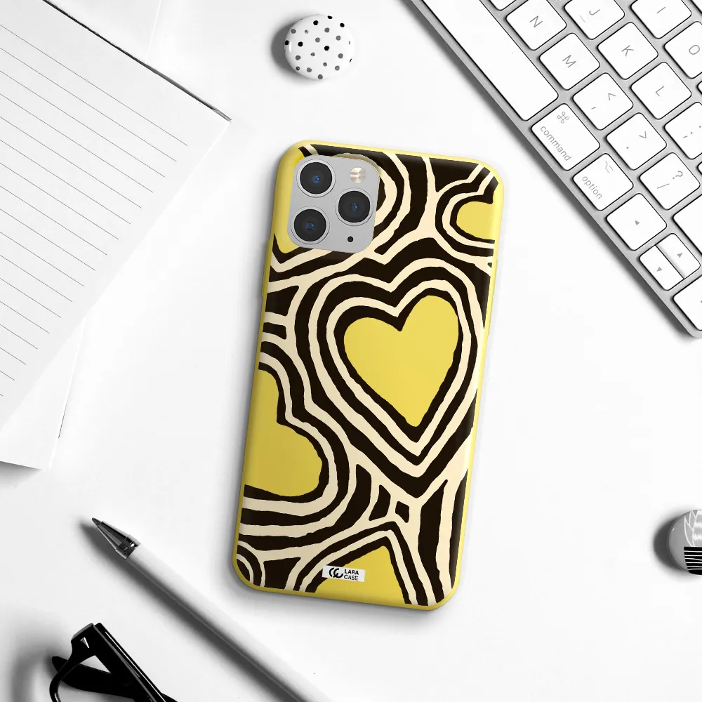 Cute Hearts Apple iPhone 11 pro max Silicone canary yellow Case