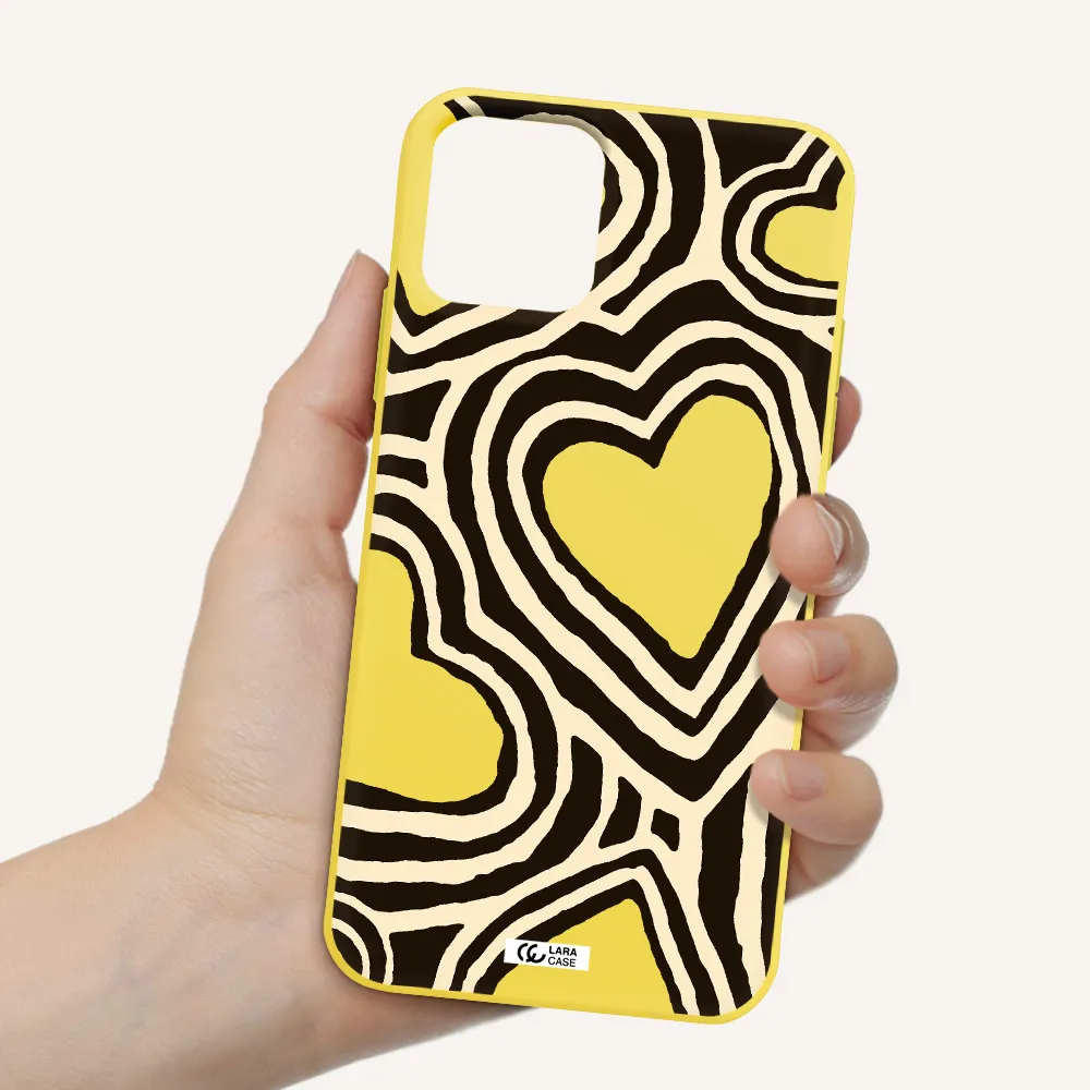 Cute Hearts Apple iPhone 11 pro Silicone canary yellow Case