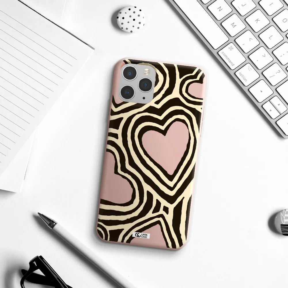 Cute Hearts Apple iPhone 11 pro Silicone pastel pink Case