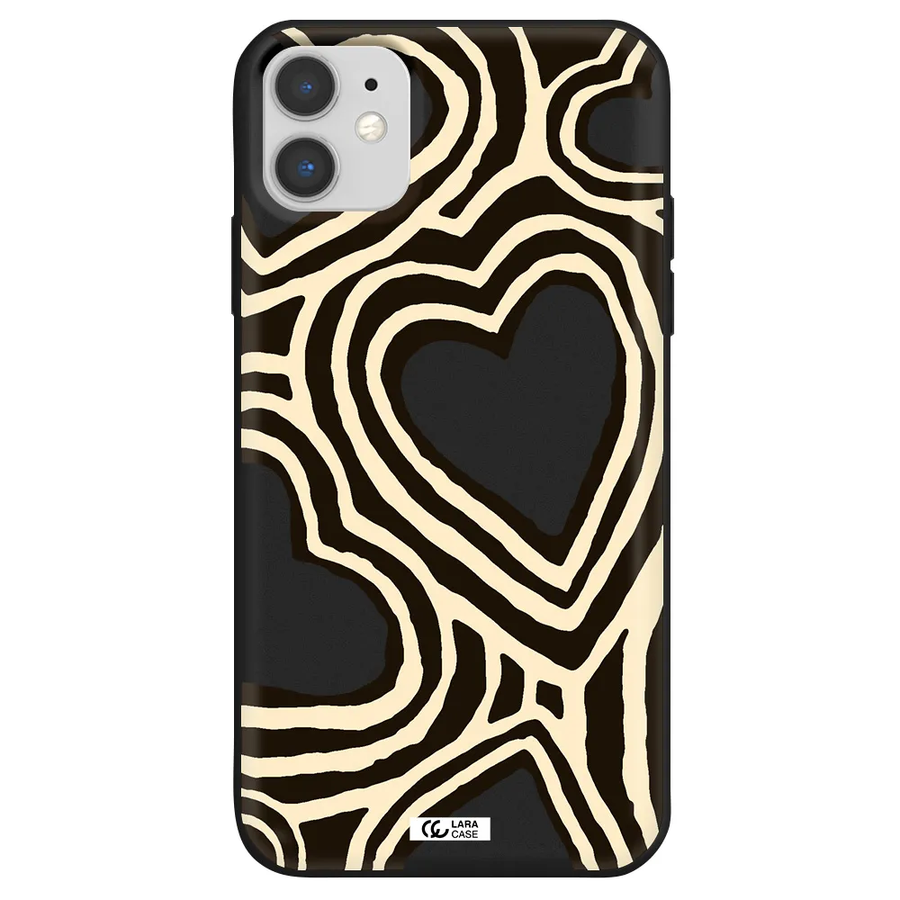 Cute Hearts Apple iPhone 11 Silicone black Case