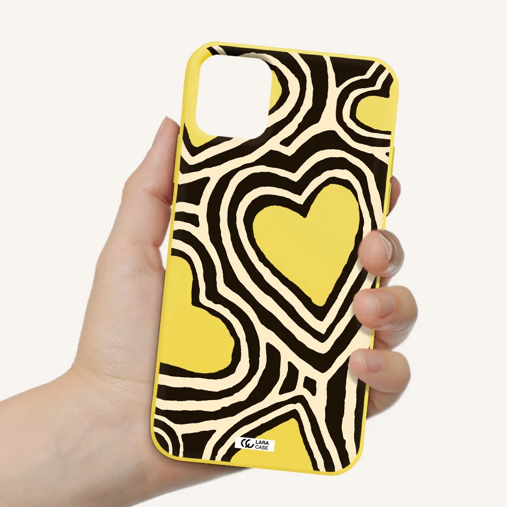 Cute Hearts Apple iPhone 11 Silicone canary yellow Case