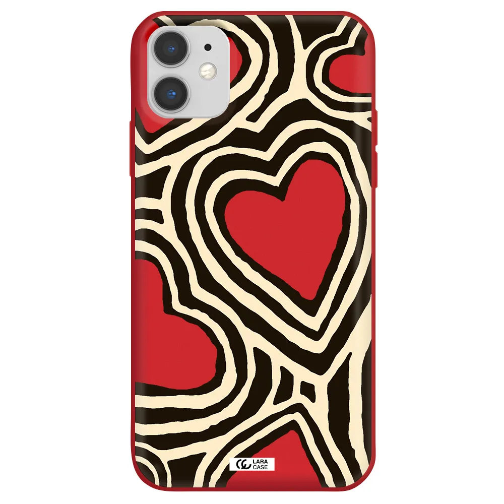 Cute Hearts Apple iPhone 11 Silicone Imperial Red Case