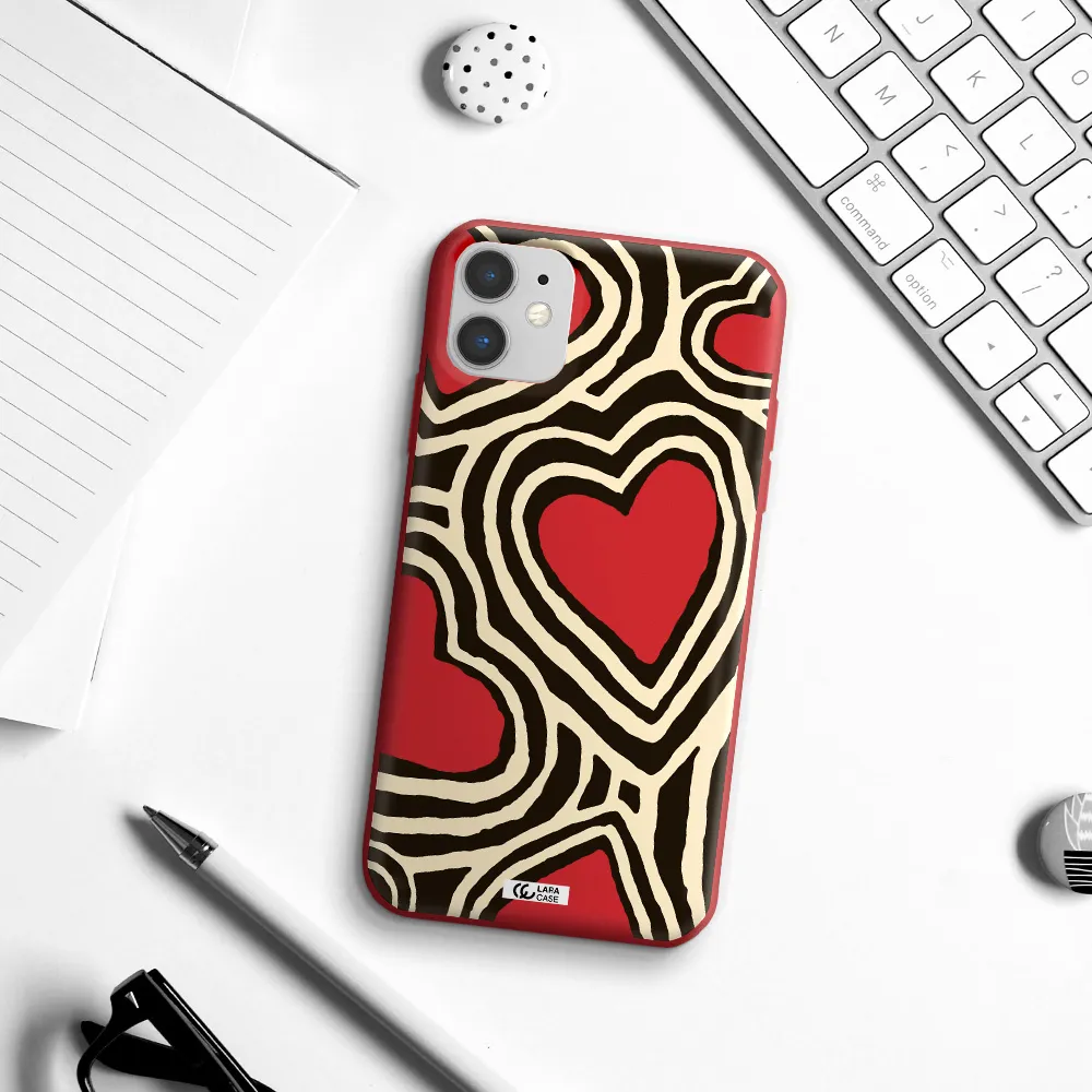 Cute Hearts Apple iPhone 11 Silicone Imperial Red Case