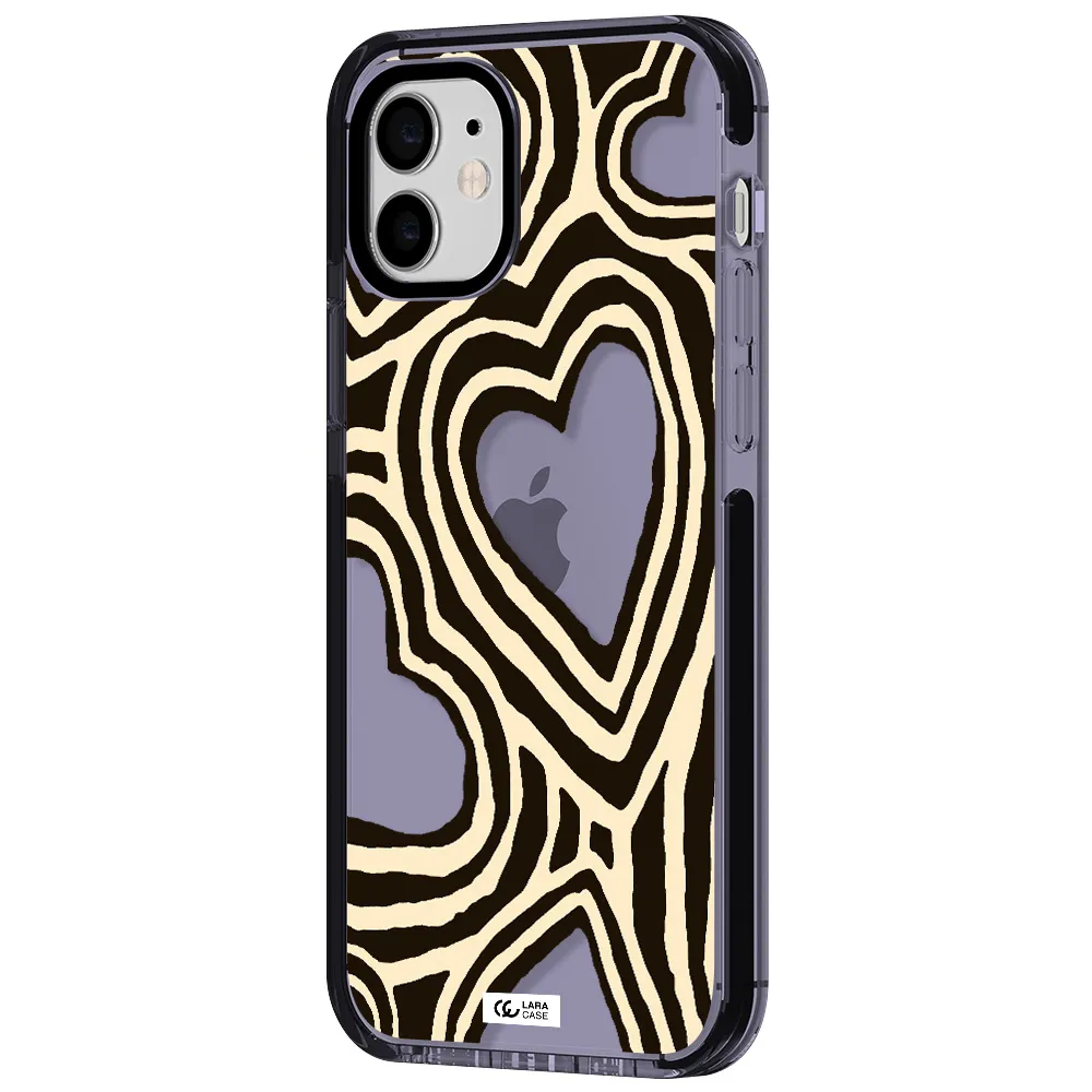 Cute Hearts Apple iPhone 12 impact Lilac Case