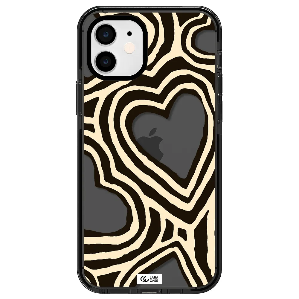 Cute Hearts Apple iPhone 12 impact Smoke Black Case