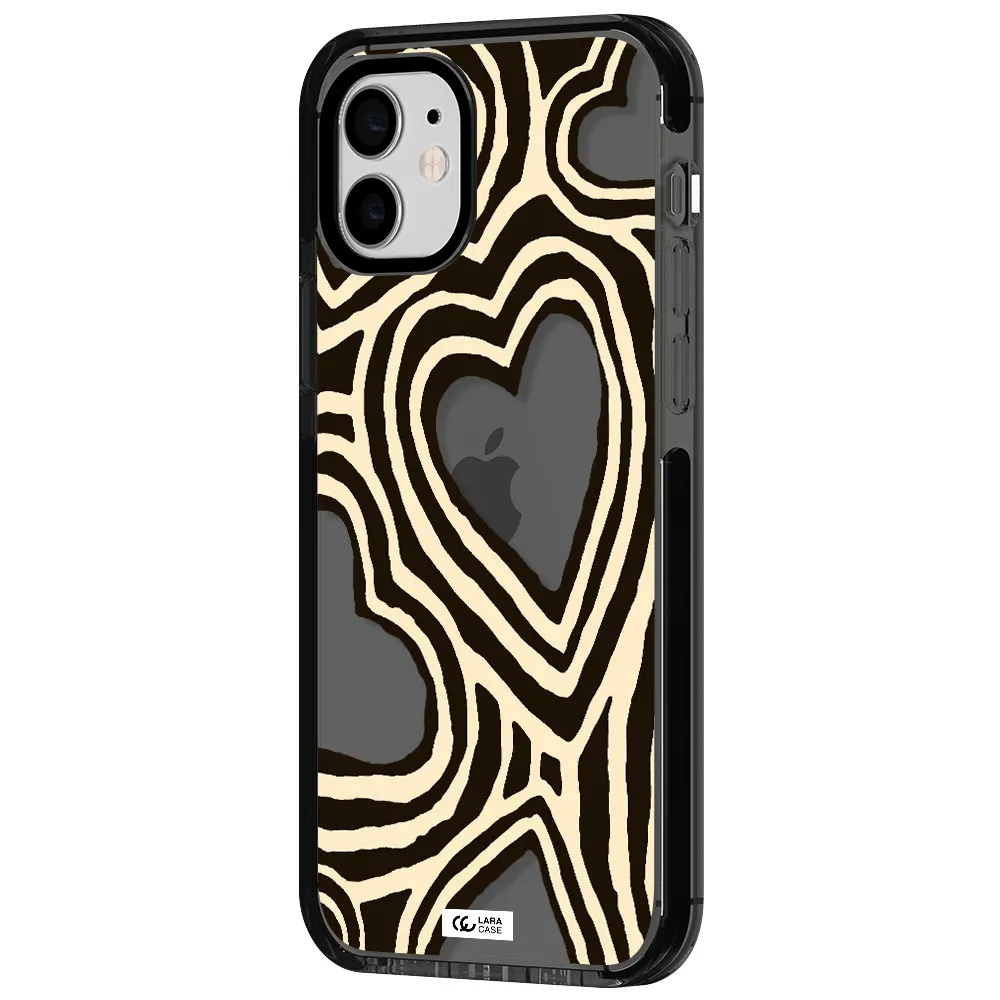 Cute Hearts Apple iPhone 12 impact Smoke Black Case