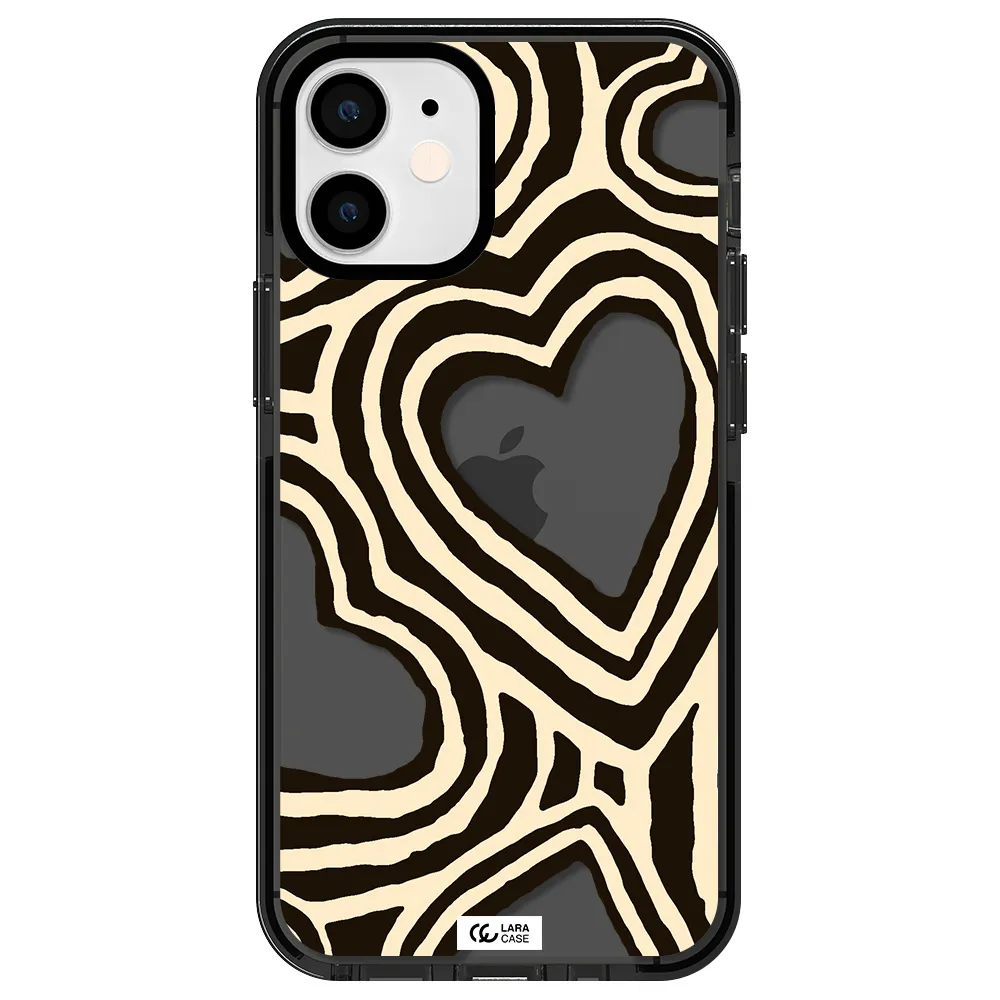 Cute Hearts Apple iPhone 12 mini impact Smoke Black Case