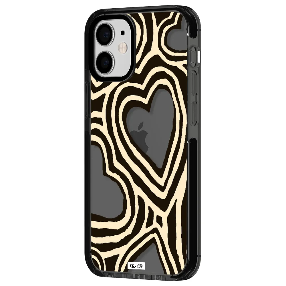 Cute Hearts Apple iPhone 12 mini impact Smoke Black Case