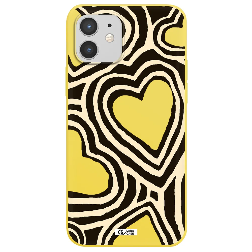 Cute Hearts Apple iPhone 12 mini Silicone canary yellow Case