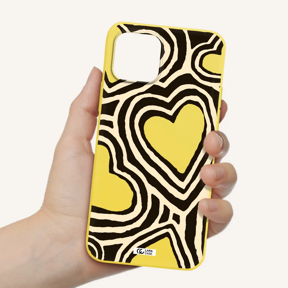 Cute Hearts Apple iPhone 12 mini Silicone canary yellow Case