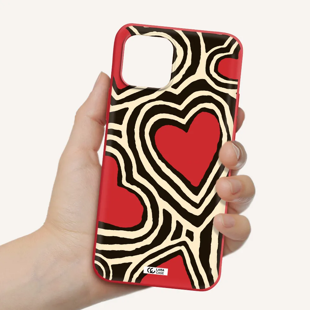 Cute Hearts Apple iPhone 12 mini Silicone Imperial Red Case