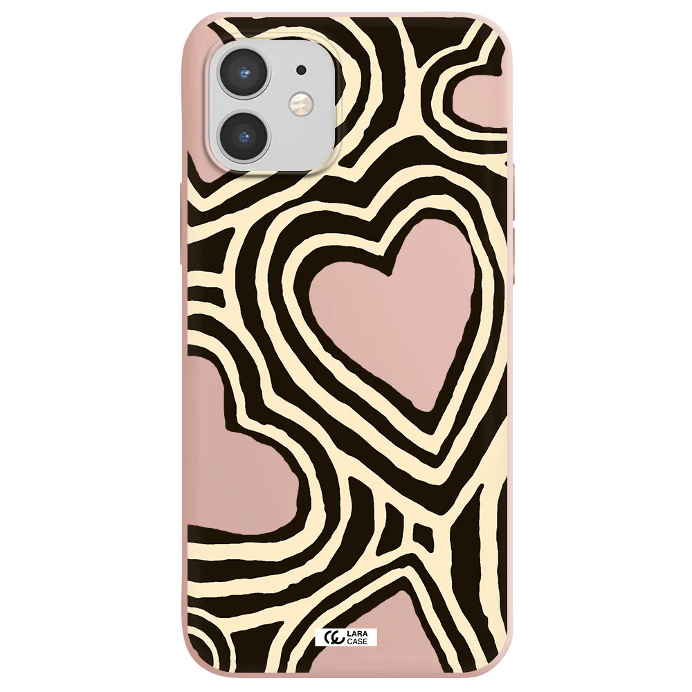 Cute Hearts Apple iPhone 12 mini Silicone pastel pink Case